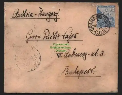 B11366 Brief Cape of Good Hope Grahams Town 1897 nach Budapest