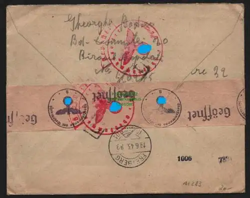 B11283 Brief Rumänien Zensur OKW 1943 nach Freiberg Einschreiben Bucuresti 1