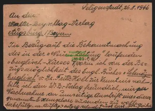 B11442 Ganzsache Alliierte Besetzung m. GAA wertstufengleicher Ausschnitt Bedarf