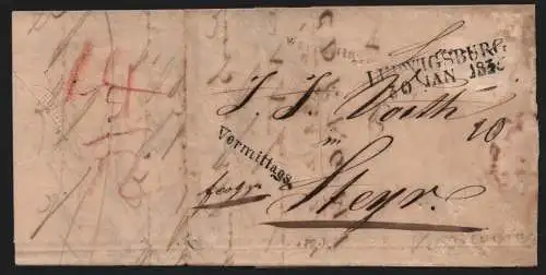 B11810 Brief Württemberg Ludwigsburg 1836 Vormittags nach Steyr