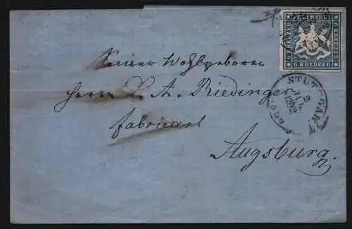 B11821 Brief Württemberg 32a gepr. Heinrich BPP Stuttgart 1865 nach Augsburg