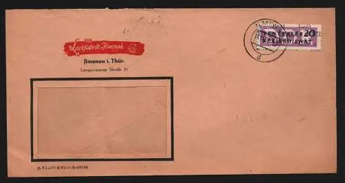 B11911 DDR ZKD 11 1205 Brief Ilmenau 1957 VEB Lackfabrik