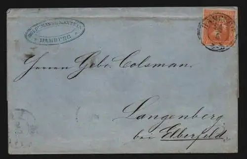 B11830 Brief Preußen 12 Hamburg 1860 nach langenberg bei Elberfeld