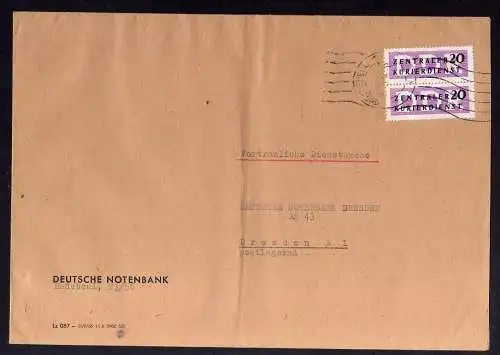 B1184 DDR ZKD 1957 2x B 7 vertrauliche Dienstsache 22.12 56 Deutsche Notenbank R