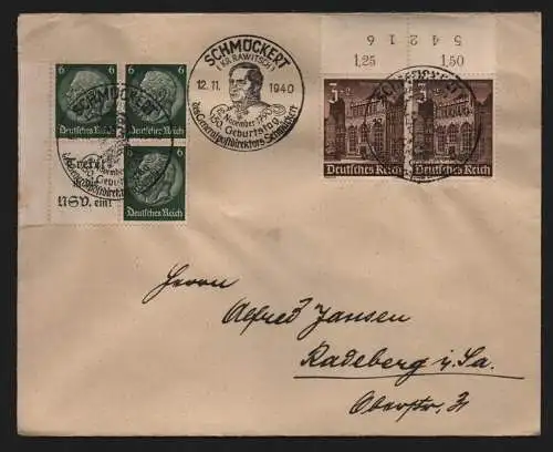 B12220 Brief DR ZD Hindenburg + 2x 751 Bogenzählnummer Schmückert Kr. Rawitsch