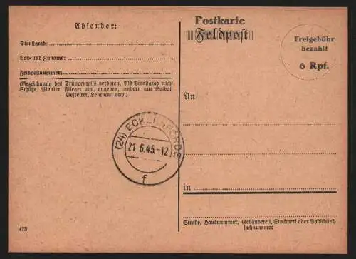 B12401 P G666 Alliierte Besetzung Britische Zone Aufbrauchsausgaben Eckernförde