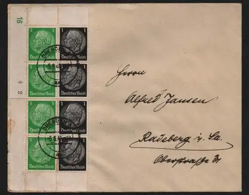 B12236 Brief DR Dresden mit Hindenburg ZD 4x W59 EGB 2 mit Druckerzeichen 16