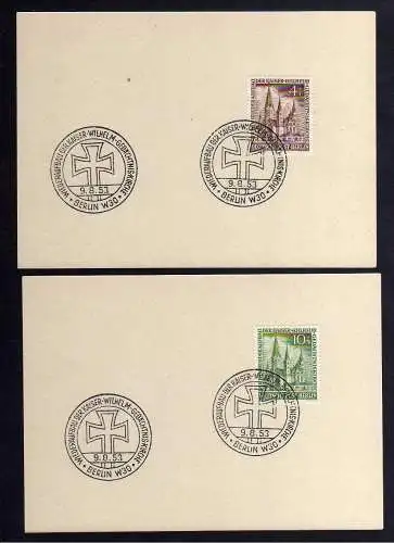 B1241 Westberlin Berlin 106 107 FDC 9.8.53 Wiederaufbau der Kaiser-Wilhelm-Gedäc