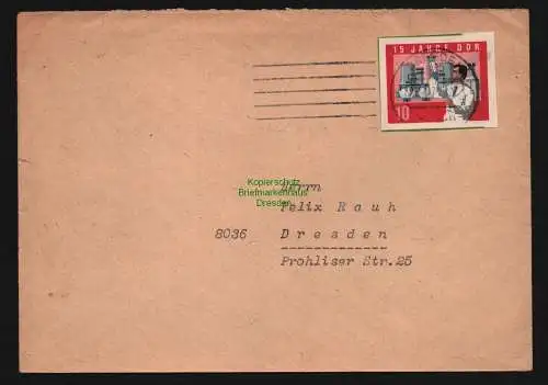 B12624 DDR 1064 B portogerechte EF Marke aus Block 19 Dresden 1977 Ortsbrief