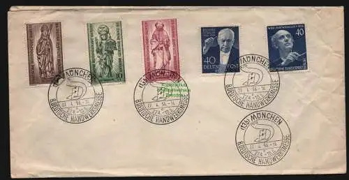 B12608 Brief Westberlin 2x 124 Richard Strauss, 134 SST München Handwerksmesse
