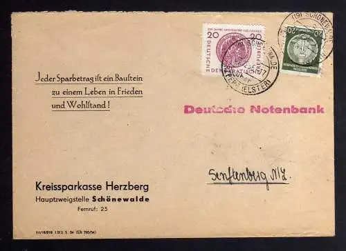 B1263 DDR 1955 Mischfankatur Dienstmarke + Sondermarke sehr selten Kreissparkass