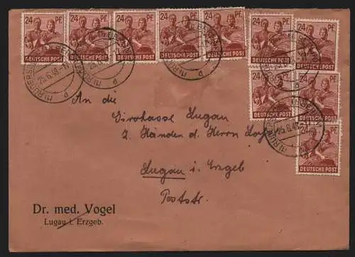 B12861 SBZ Brief Währungsreform Zehnfachfrankatur 1948 Rüdersdorf bei Berlin 25.