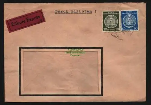 B12664  DDR Dienst A 8, 16 Eilboten Brief Berlin Rohrpost an Sachsenwerk 1955
