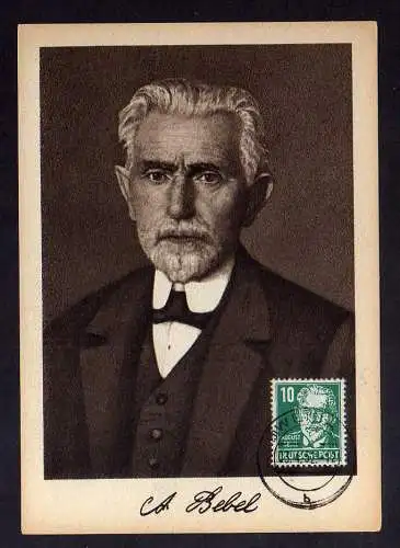 B126 DDR seltene Maximumkarte August Bebel 1952