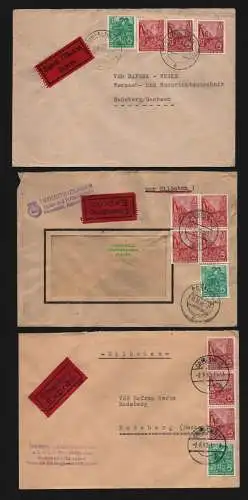 B12768 4x Brief DDR Eilboten Rostock 1960 Greifswald Berlin Altglienicke Döbeln