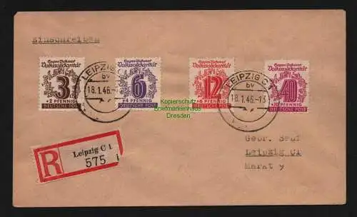 B12787 SBZ Brief Volkssolidarität Frühdatum 138 141 144 148 Leipzig