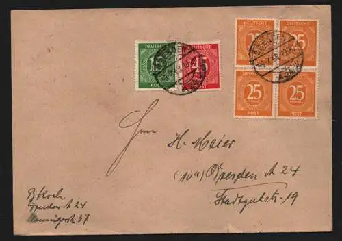 B12816 SBZ Brief Währungsreform Zehnfachfrankatur 1948 Dresden A 24 Ortsbrief
