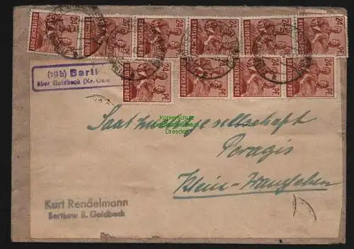 B12724 SBZ Währungsreform 1948 Zehnfach Frankatur Bertkow über Goldbeck Stendal