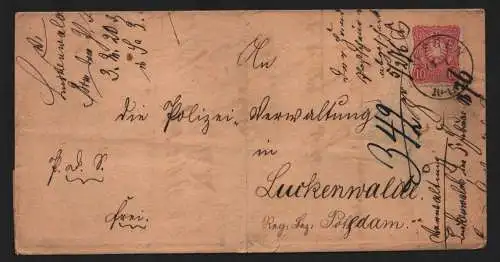 B12908 DR Deutsches Reich Brief Jessen 1878 nach Luckenwalde mit Inhalt
