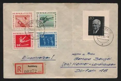 B13155 DDR Einschreiben Radeberg 1961 ungewöhnliche Verwendung Blockmarke