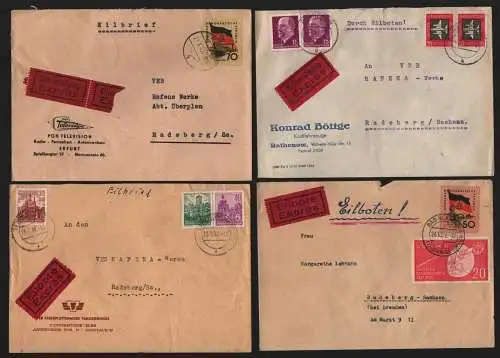 B13156 5x Brief DDR 1956 1962 Eilboten Rafena Radeberg  Rathenow Erfurt