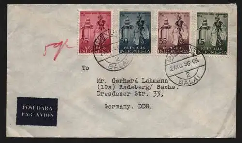 B13073 Indonesien 1956 186 - 189 nach Radeberg 200 Jahre Yogyakarta