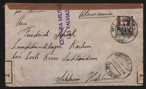 B13048 Brief Puerto de la Cruz Las Palmas 1937 Zensur Censura Militar Lager