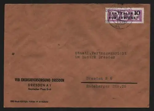 B13250 DDR Dienst ZKD 10 1300 Brief 1957 VEB Energieversorgung Dresden a Vertrag
