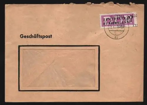B13283 DDR Dienst ZKD 15 1311 Brief 1957 Pirna VEB Sächsisches Kunstseidenwerk