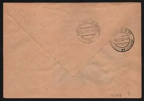 B13319 DDR Dienst ZKD 11 1402 Brief 1957 Kombinat Espenhain nach Berlin