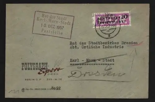 B13345 DDR Dienst ZKD 15 1600 Brief 1957 Berlin Polygraph Export