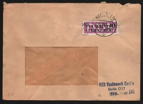 B13435 DDR Dienst ZKD 15 1605 Brief 1957 Berlin VEB Yachtwerft Berlin ZKD 161