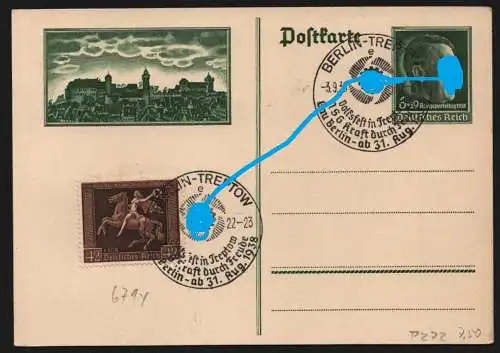 B13459 DR 671 y SST Berlin Treptow Volksfest SST 1939 auf Ganzsache