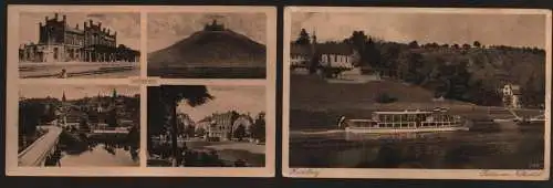 B13531 4 AK auf Albumseite Warburg Lahn Bahnhof um 1920 Heidelberg Bad Berneck