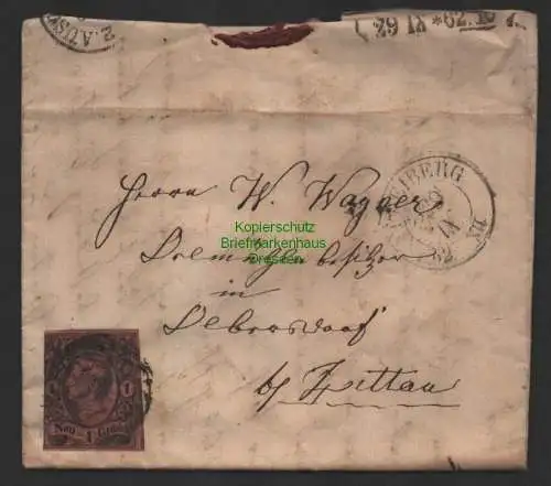 B14344 Sachsen 9 Faltbrief Freiberg nach Olbersdorf bei Zittau 1862