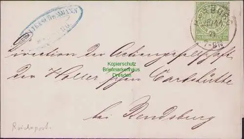 B14938 NDP 14 EF gedrucktes Harburg 1871 nach Rendsburg Reichspost