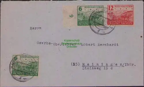 B14968 SBZ Brief 90 91 Zigarettenpapier Naumburg Saale 1946 nach Meiningen Thür.