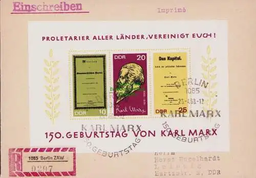 B15140 DDR FDC 1967 Block 27 150. Geburtstag von Karl Marx