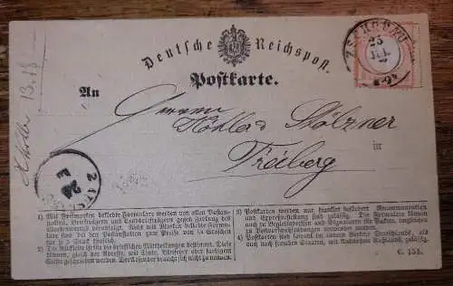 B14974 Deutsches Reich Brustschilde DR 14 Zschopau 1872 nach Freiberg