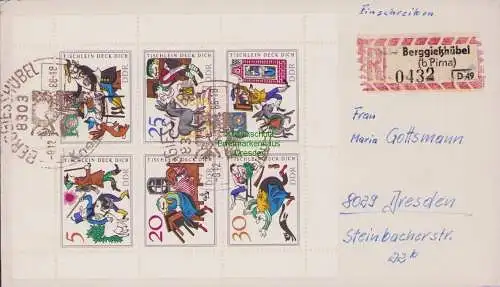B15138 DDR FDC Märchen (I) Tischlein deck dich FDC 1966 Bergießhübel