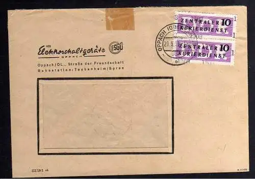 B1517 DDR ZKD 2x 10 Kontrollzahl 1308 Brief Löbau geprüft BPP Oppach VEB Elektro