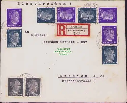 B14824 DR Brief Zusammendrucke aus Automatenrolle Bremthal bei Wiesbaden 1944