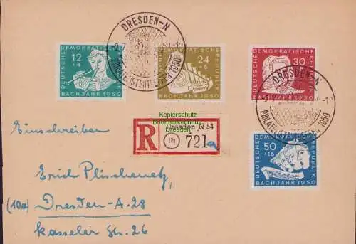 B15104 DDR Satzbrief Einschreiben 256 - 259 Bach 1950