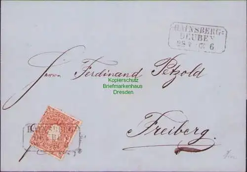 B14902 Sachsen 15 Faltbrief ohne Inhalt 1866 Bahnhpost Hainsberg Deuben Freiberg
