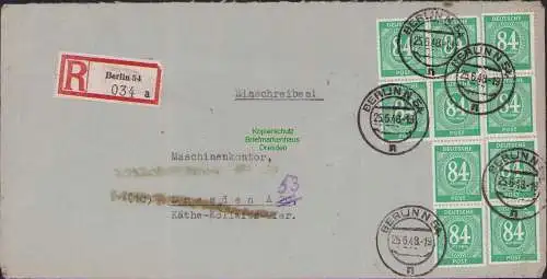 B15301 SBZ Brief Zehnfach Währungsreform 10x Ziffer 84 Berin N 54 Einschreiben