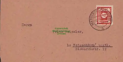 B15254 Brief SBZ Ostsachsen 60 Markersbach Erzgeb. 1945 nach Netzschkau Vogtl.