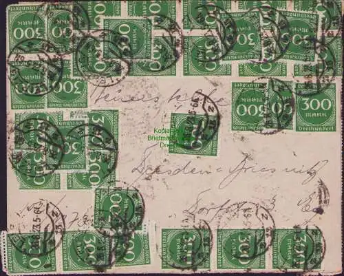 B15360 Brief DR Deutsches Reich 1923 69x 270 Leipzig 26.8.23 n Dresden Briesnitz