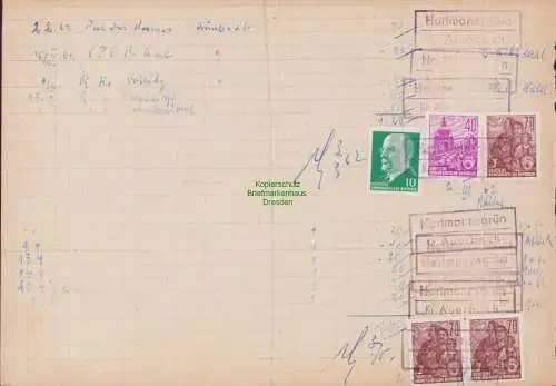 B15295 DDR Hartmannsgrün Kr. Auerbach Landpoststempel Seite Einlieferungsbuch