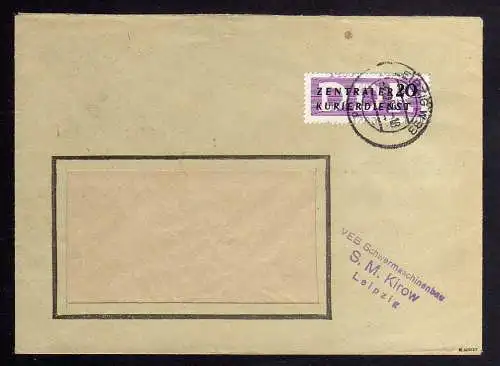 B1534 DDR ZKD 15 Kontrollzahl 1400 Brief Leipzig geprüft BPP VEB Schwermaschinen
