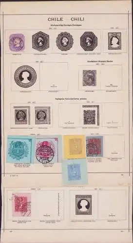 B15478 7 Ganzsachen Ausschnitte Chile Chili 1872 1884 1895